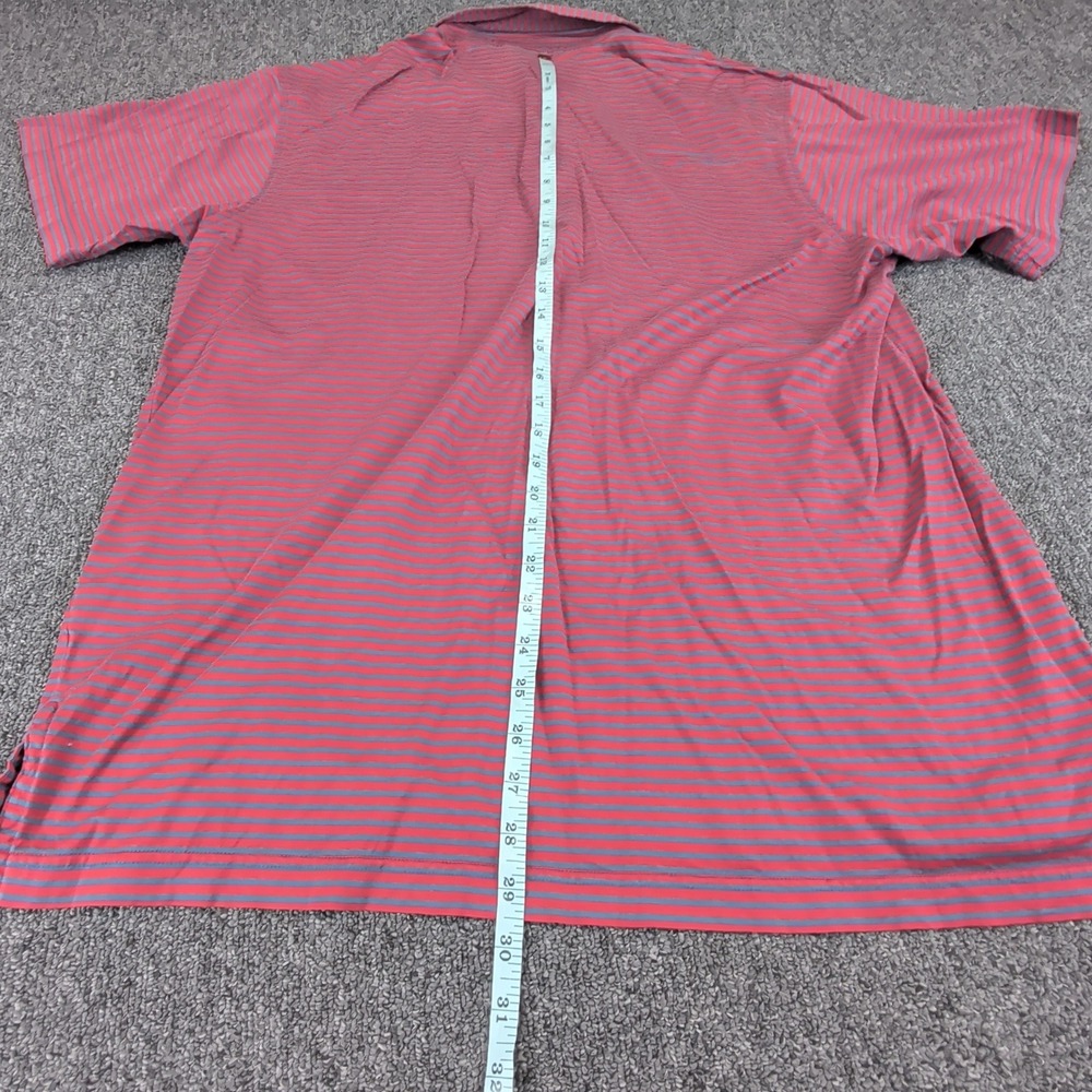 Martin Men Polo Shirt Medium Pima Cotton Red Blue Striped Vintage Golf Short Slv - Picture 5 of 7